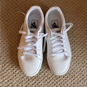 Vans women's All-White Lace-Up Sneakers